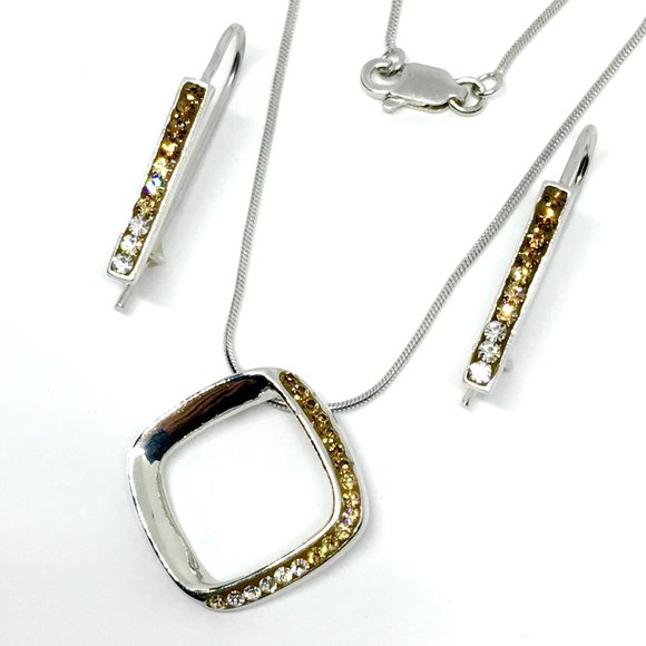 Brunette Ombre ~ Sterling Silver Necklace Earrings - Picture 2 of 5